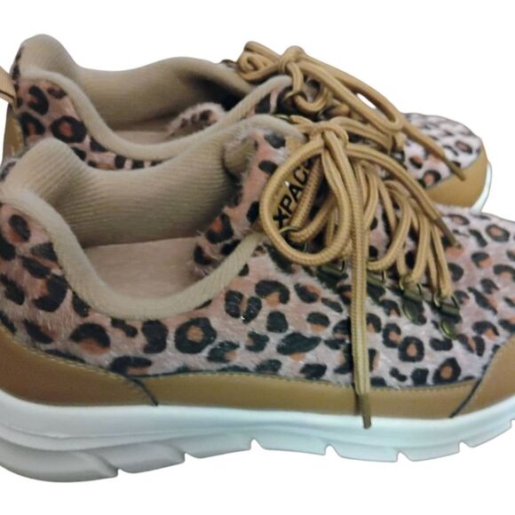 Xpacs Brown Tan Leopard Print Sneakers with Chunky Sole - Picture 4 of 10
